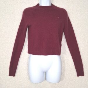 100% Cashmere Burgundy Sweater Sz Xs  Luxury Preppy Academia Twee Minimalist